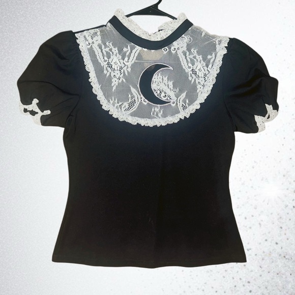 Killstar Tops - Killstar ‘Wish Upon a Moon’ Gothic Lace Collar Ruffle Top NWOT 🌙